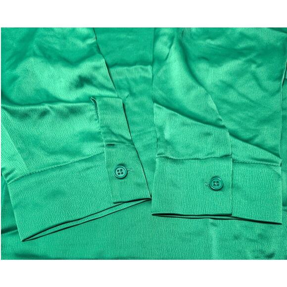 Leyden Satin Mini Dress Womens Size Large / L Side Tie Cutout Long Sleeve Green - Picture 9 of 14